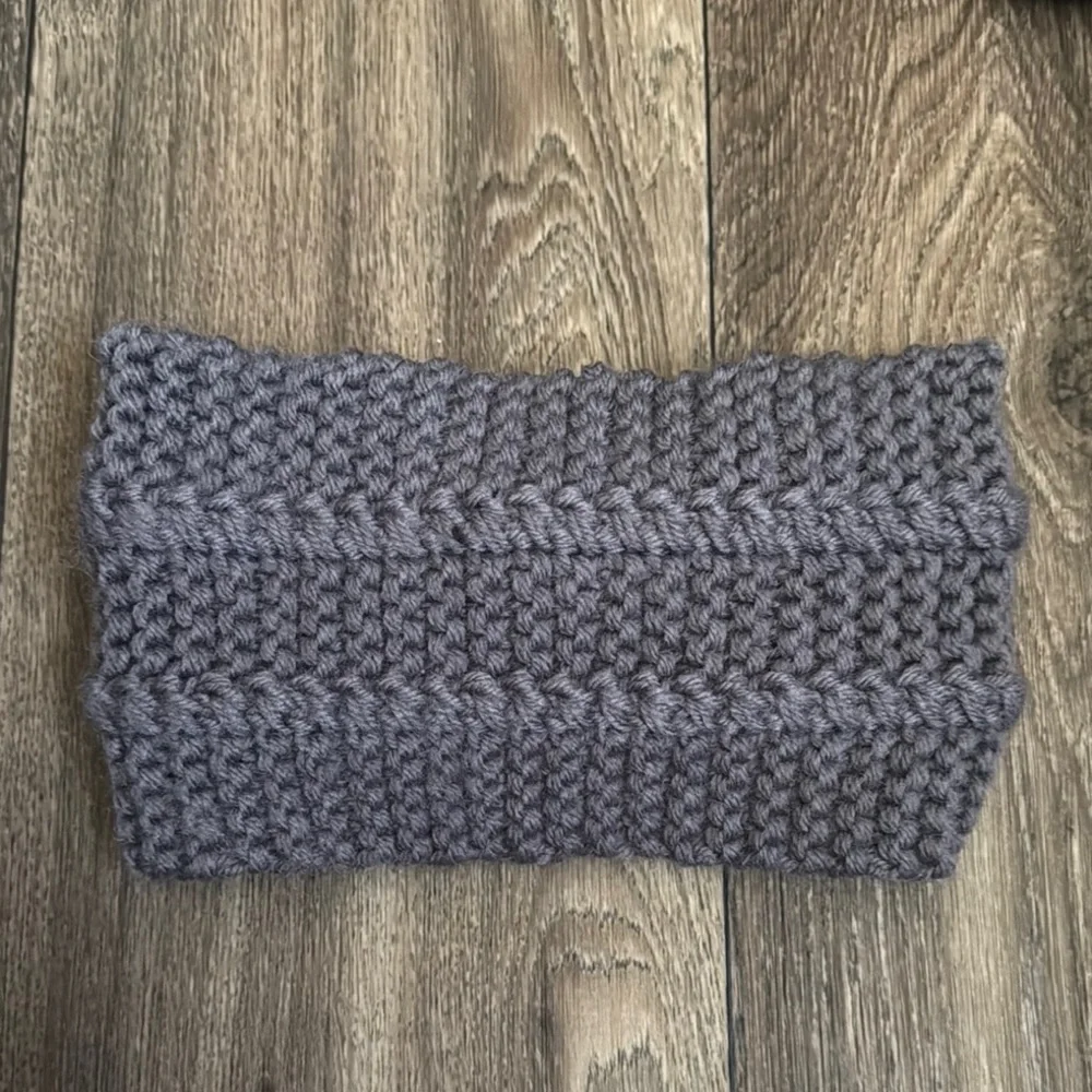 Gray Knitted Headband Winter Headband Ear Warm Crochet Head Wrap for Women
